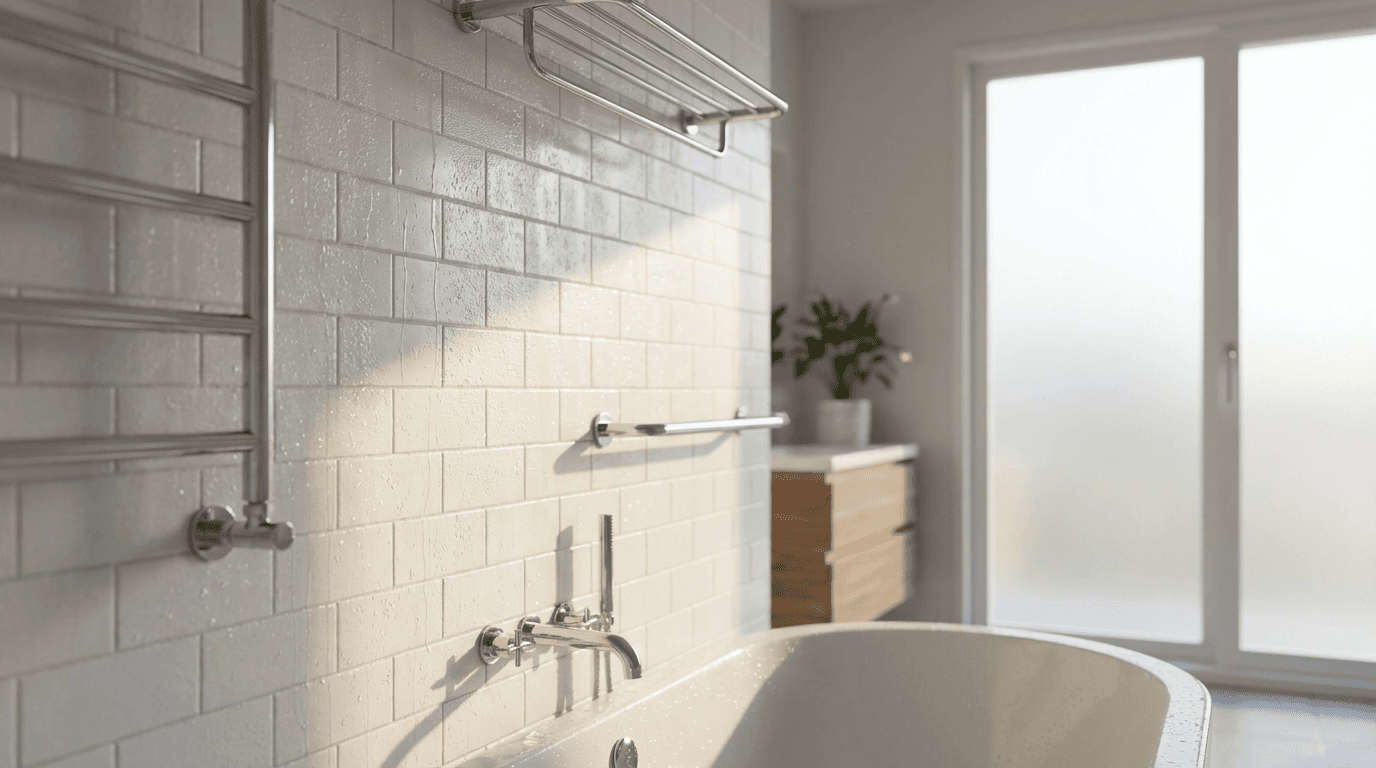 Bathroom shower with streak-free glass after cleaning
